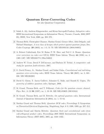 Quantum Error-Correcting Codes - Magma