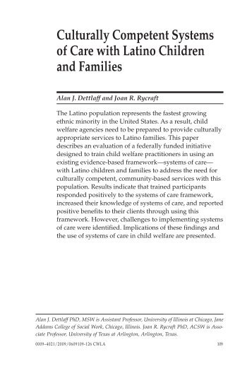 Culturally Competent Systems of Care with Latino Children and ...