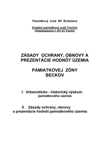 zÃ¡sady ochrany, obnovy a prezentÃ¡cie hodnÃ´t Ãºzemia - PamiatkovÃ½ ...