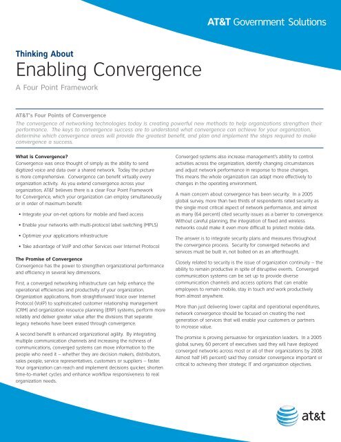 Thinking About Enabling Convergence - AT&T