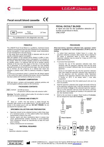 Fecal occult blood cassette - Linear