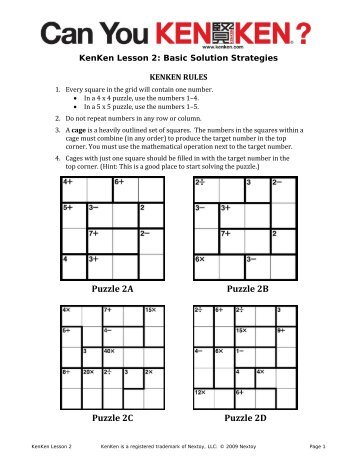 KenKen Lesson 1: How to Solve a KenKen Puzzle - juanmorelcampos