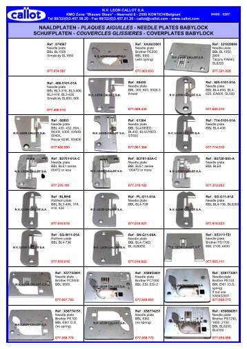 naaldplaten - plaques aiguilles - needle plates babylock ... - Callot