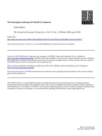 The Emerging Landscape for Retail E-Commerce Yannis Bakos The ...