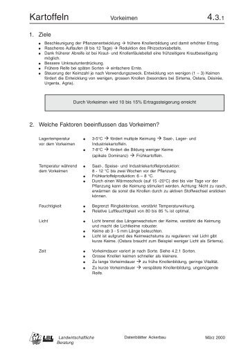 Vorkeimen: Ziele, Einflussfaktoren, RÃ¤umlichkeiten ... - AgriGate AG