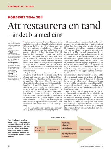 Att restaurera en tand – är det bra medicin? - Tandläkartidningen