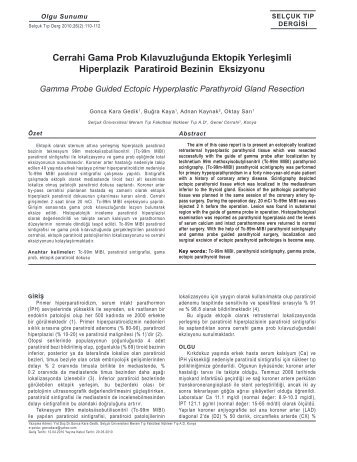 Cerrahi Gama Prob KÄ±lavuzluÄunda Ektopik ... - SelÃ§uk TÄ±p Dergisi
