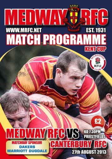 mAtcH PrOGrAmme - Medway Rugby Football Club