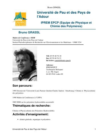 Bruno GRASSL - IPREM-EPCP - Université de Pau et des Pays de l ...