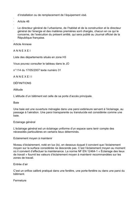 JORF nÂ°114 du 17 mai 2007 texte nÂ° 31 ARRETE ... - Climamaison