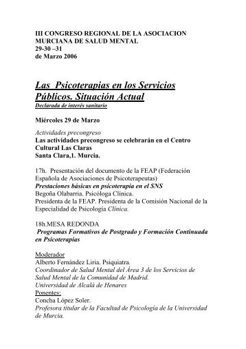 II Congreso Regional de la Asociación Murciana de Salud Mental.