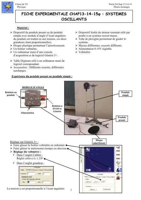 Manip de cours sur les oscillateurs (chap 13, 14 et 15) - Physagreg