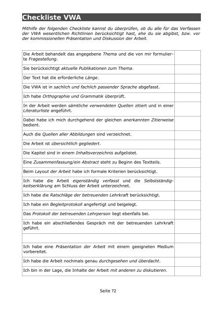 Handreichung – VWA (PDF) - VorWissenschaftliche Arbeit .Info