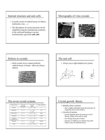 Crystals and crystal growth