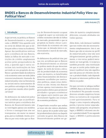 BNDES e Bancos de Desenvolvimento: Industrial Policy View ... - Fipe