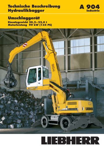 Technische Beschreibung Hydraulikbagger Umschlaggerät - Liebherr