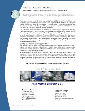 Hydrophobic Fumed and Precipitated Silica - Nottingham Chemical ...