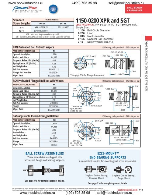 Nook Industries: PowerTrac Precision Ball Screw Assemblies