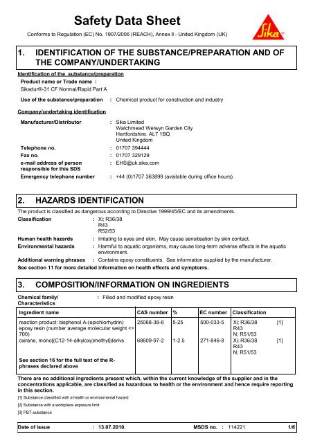 874717 COSHH Datasheet (PDF) - Travis Perkins