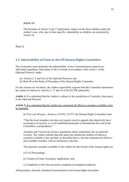 individual communication to the united nations ... - Community Law