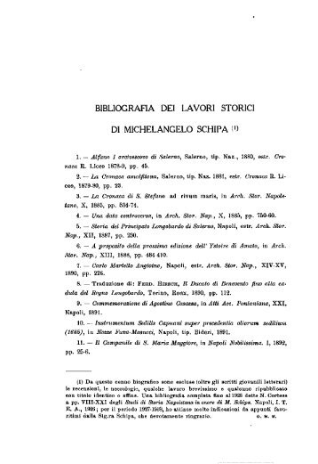 bibliografia dei lavori storici di michelangelo schipa - culturaservizi.it