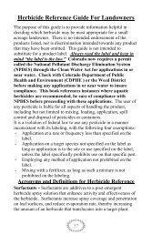 Herbicide Reference Guide For Landowners - Larimer County