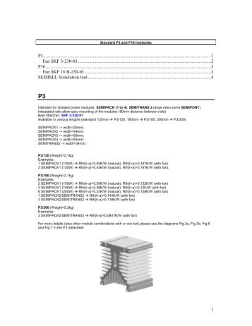 Selection Guide for P3 and P16 heatsinks - SindoPower