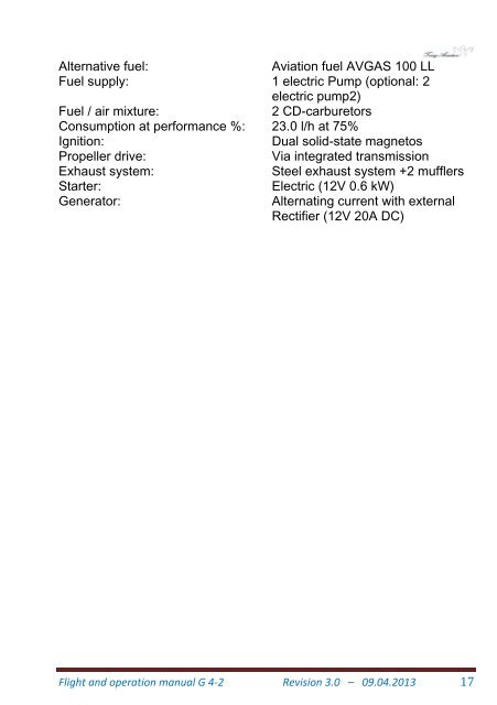 Flight and Operation Manual Rev 3.0 on 09-04-2013 - Trixy Aviation