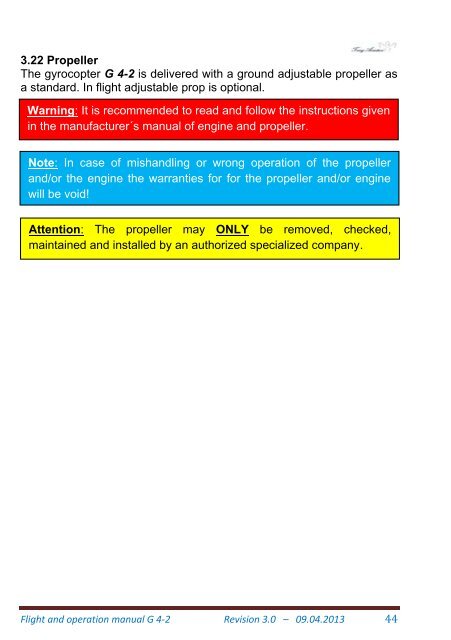 Flight and Operation Manual Rev 3.0 on 09-04-2013 - Trixy Aviation