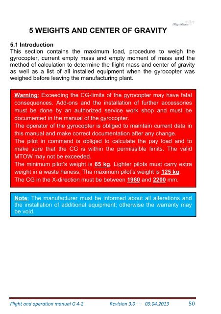 Flight and Operation Manual Rev 3.0 on 09-04-2013 - Trixy Aviation