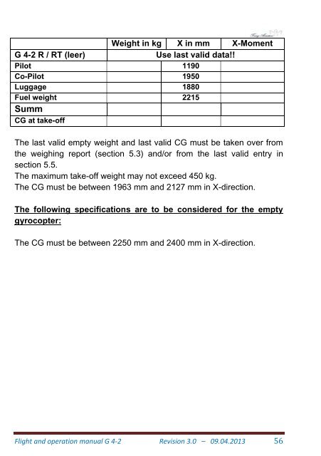 Flight and Operation Manual Rev 3.0 on 09-04-2013 - Trixy Aviation