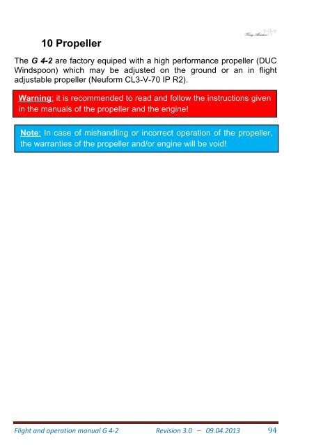 Flight and Operation Manual Rev 3.0 on 09-04-2013 - Trixy Aviation