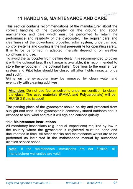 Flight and Operation Manual Rev 3.0 on 09-04-2013 - Trixy Aviation