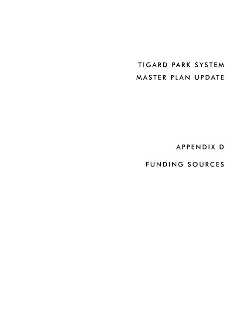 Tigard Park System Master Plan - City of Tigard