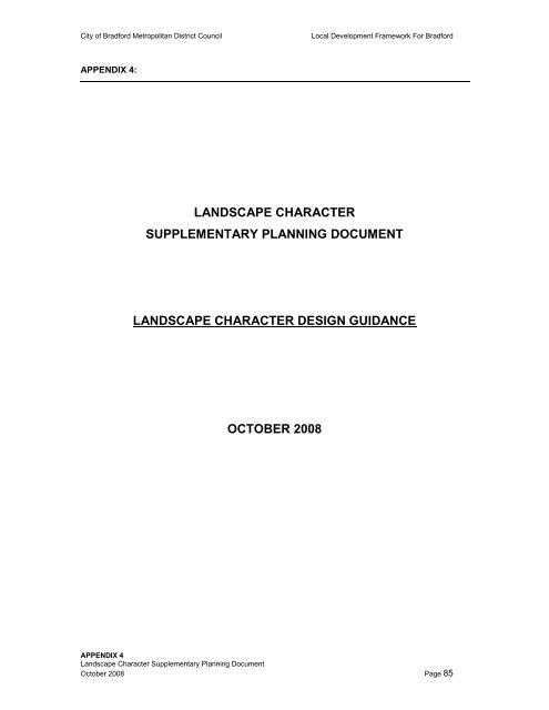 Landscape Character Supplementary Planning Document ...