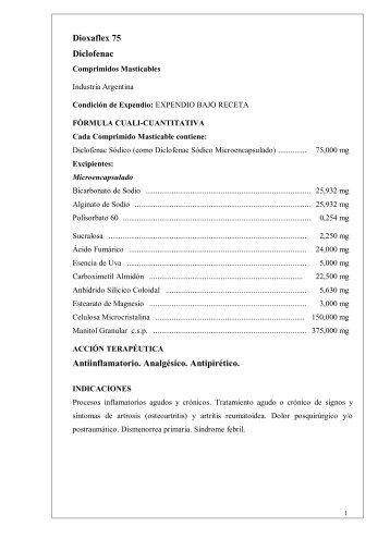 Dioxaflex 75 Diclofenac Antiinflamatorio. Analgésico ... - Bagó