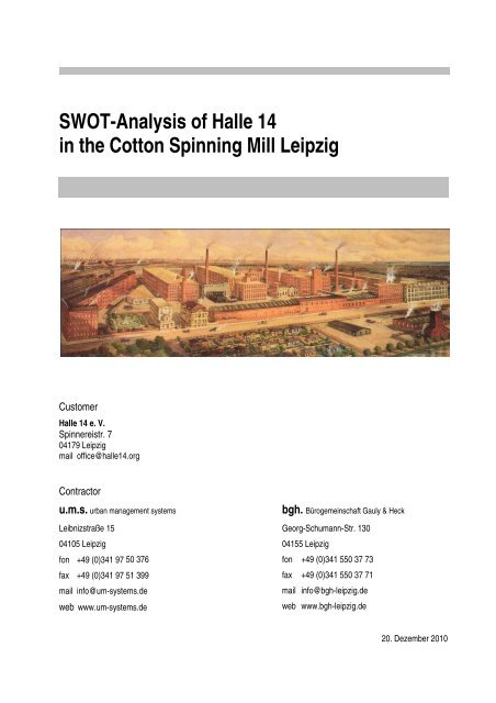 SWOT-Analysis of Halle 14 in the Cotton Spinning ... - Central Europe