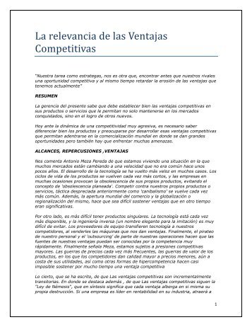 La relevancia de las Ventajas Competitivas - Ilgo