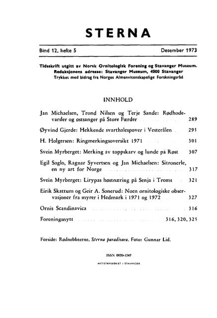 Sterna, bind 12 nr 5 (PDF-fil) - Museum Stavanger