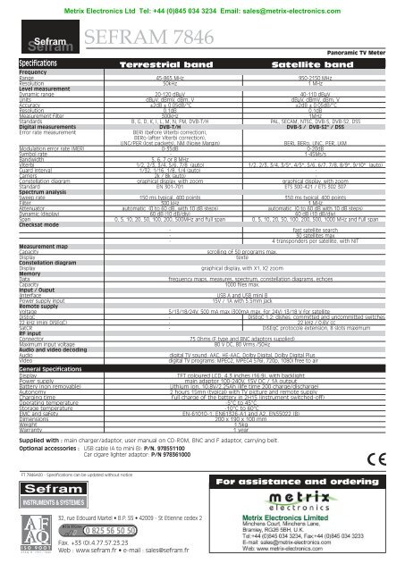 PDF Datasheet - Metrix Electronics Ltd