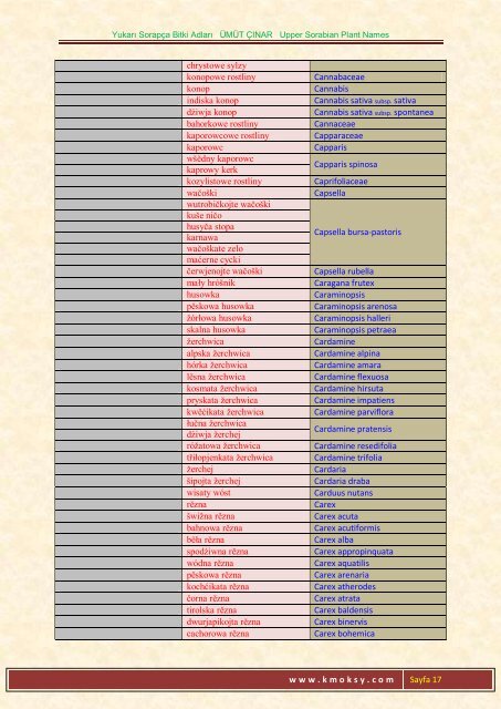 Yukarı Sorapça Bitki Adları ÜMÜT ÇINAR Upper ... - Ümüt Çınar