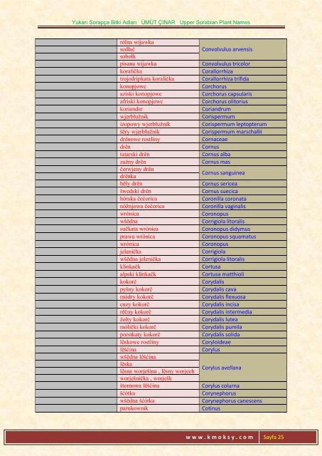 Yukarı Sorapça Bitki Adları ÜMÜT ÇINAR Upper ... - Ümüt Çınar