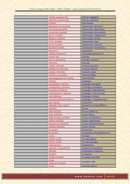 Yukarı Sorapça Bitki Adları ÜMÜT ÇINAR Upper ... - Ümüt Çınar