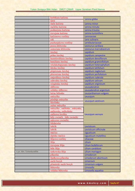 Yukarı Sorapça Bitki Adları ÜMÜT ÇINAR Upper ... - Ümüt Çınar