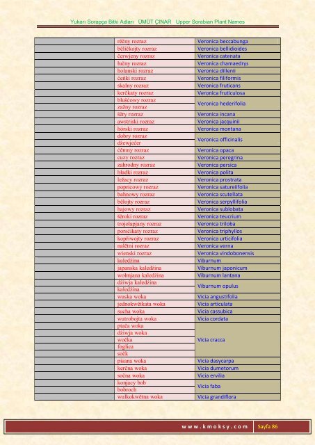 Yukarı Sorapça Bitki Adları ÜMÜT ÇINAR Upper ... - Ümüt Çınar