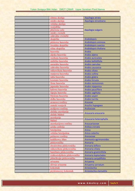 Yukarı Sorapça Bitki Adları ÜMÜT ÇINAR Upper ... - Ümüt Çınar
