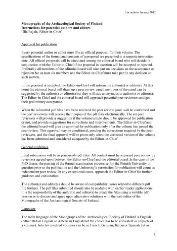 Instructions for potential authors and editors