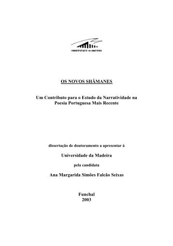 os novos shÃ¢manes - DigitUMa - Universidade da Madeira