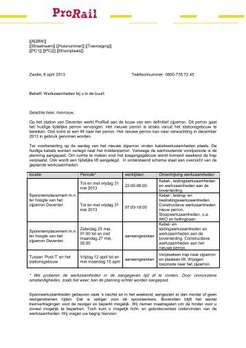 bewonersbrief - ProRail