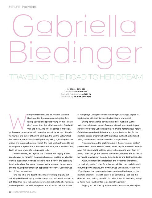 GABRIELLA BIEDINGER - HER LIFE Magazine